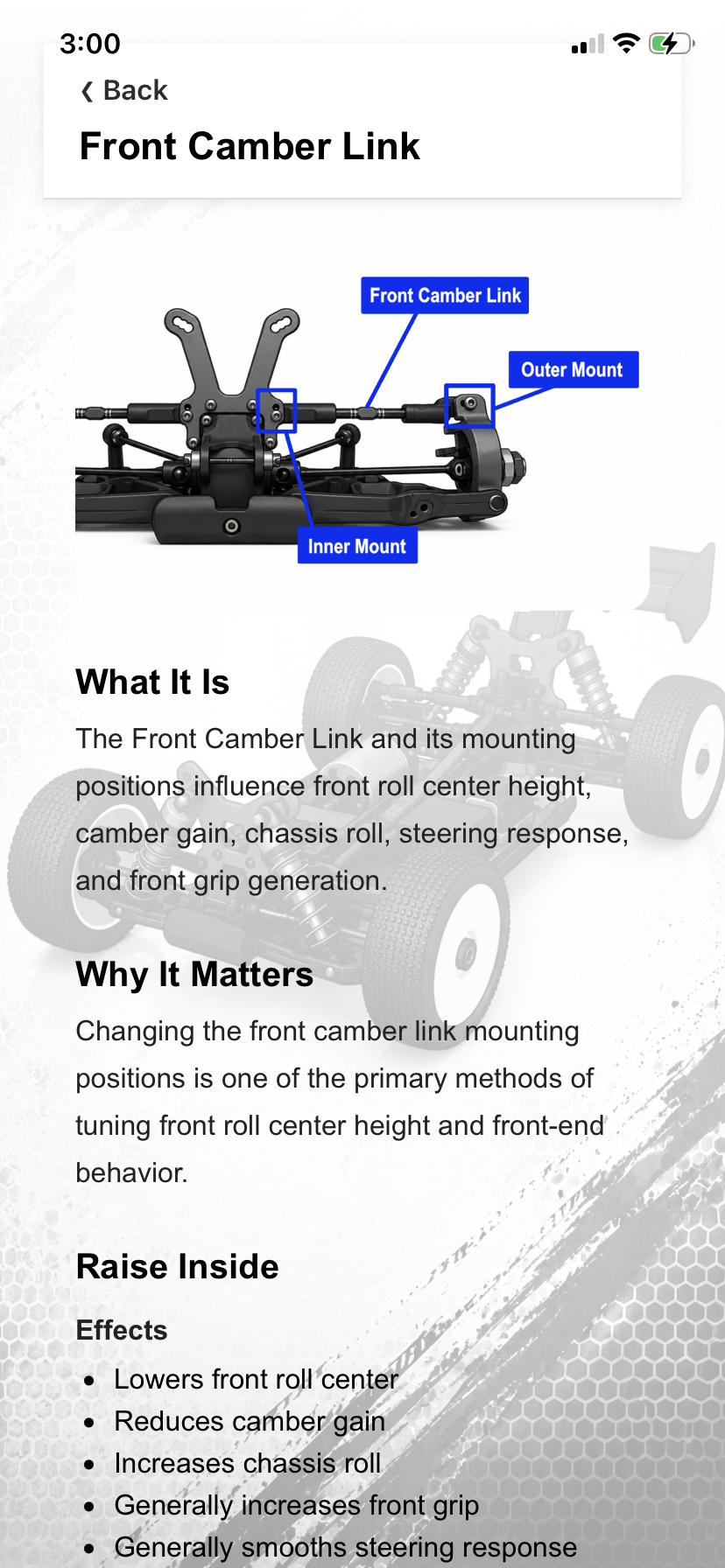 RC Trackside Tuner camber link